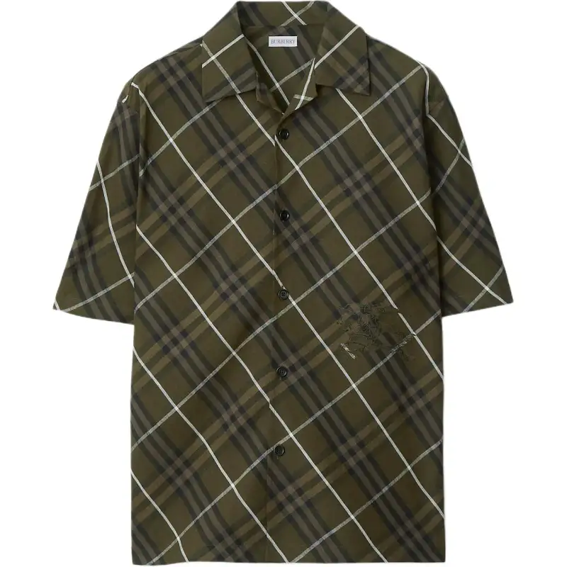 Burberry Shirts Men's Green Lapel Moderate Other