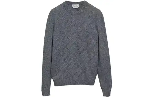 HERMES Cashmere Sweaters Men's Gray Crew Neck Moderate