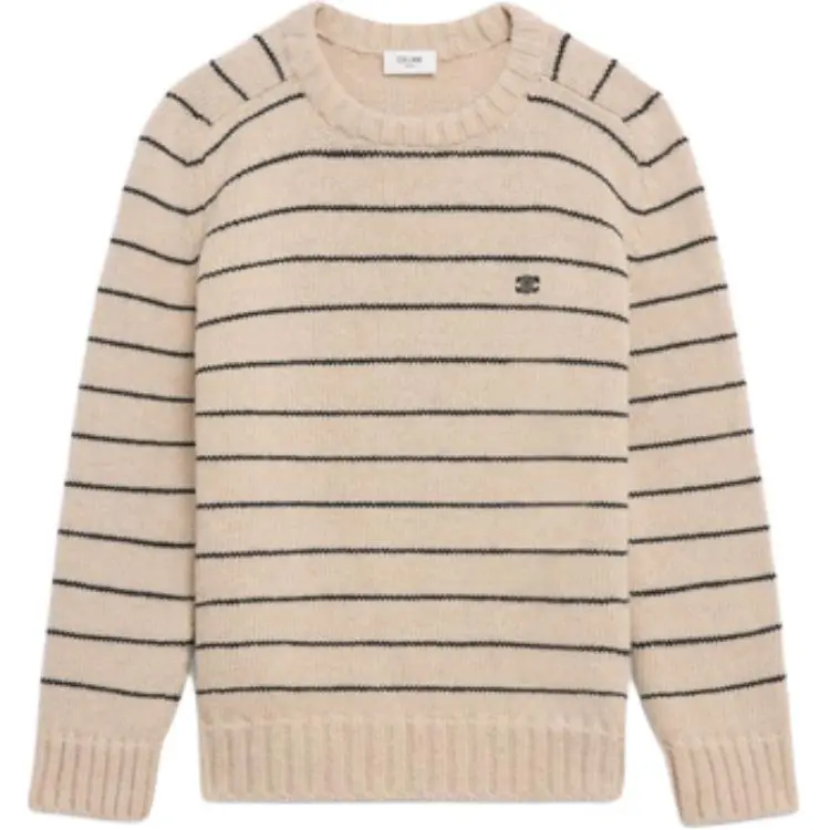 CELINE Triomphe Crew Neck Sweater In Striped Wool