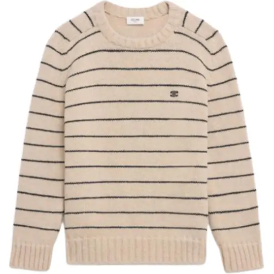 CELINE Triomphe Crew Neck Sweater In Striped Wool