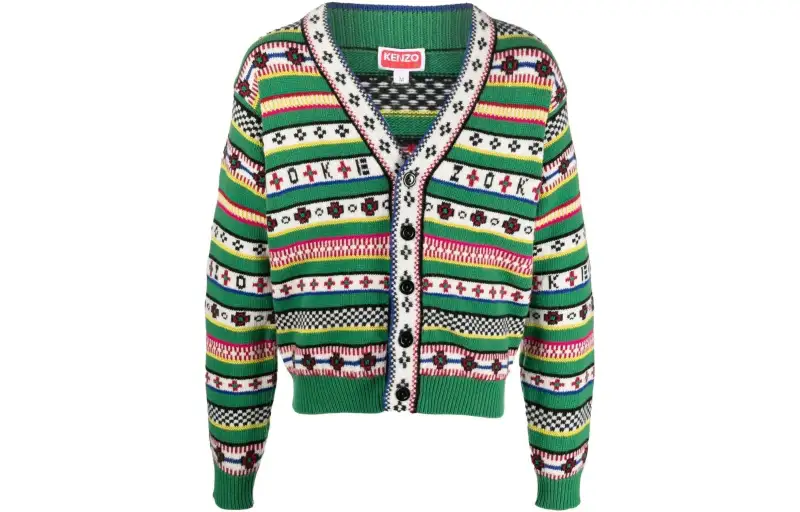 KENZO Logo Jacquard Knit Cardigan