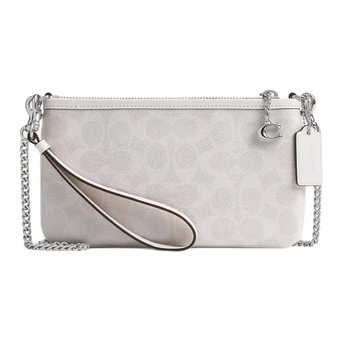 COACH Pouch Calfskin Handbag, Shoulder Bag Small Women's Chalk White