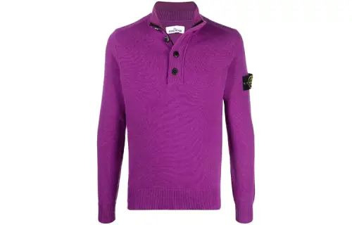 STONE ISLAND Sweaters Men's Purple Stand Collar Moderate Straight Fit
