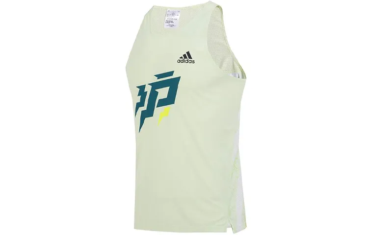 Adidas Tank Tops Men's Green Crew Neck Moderate Straight Fit