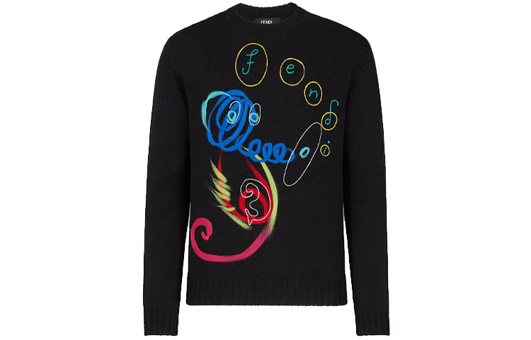 Мужской свитер Fendi шерстяной (черный)