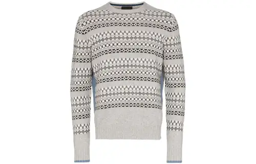 PRADA Cashmere Sweaters Men's Gray Crew Neck Moderate