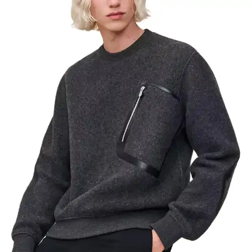 HERMES Sweaters Men's Dark Gray Crew Neck Moderate Other