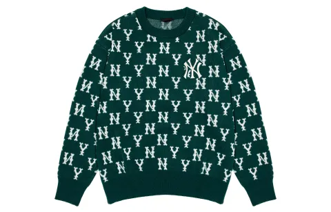 MLB New York Yankees Sweaters Unisex Dark Green Crew Neck Moderate