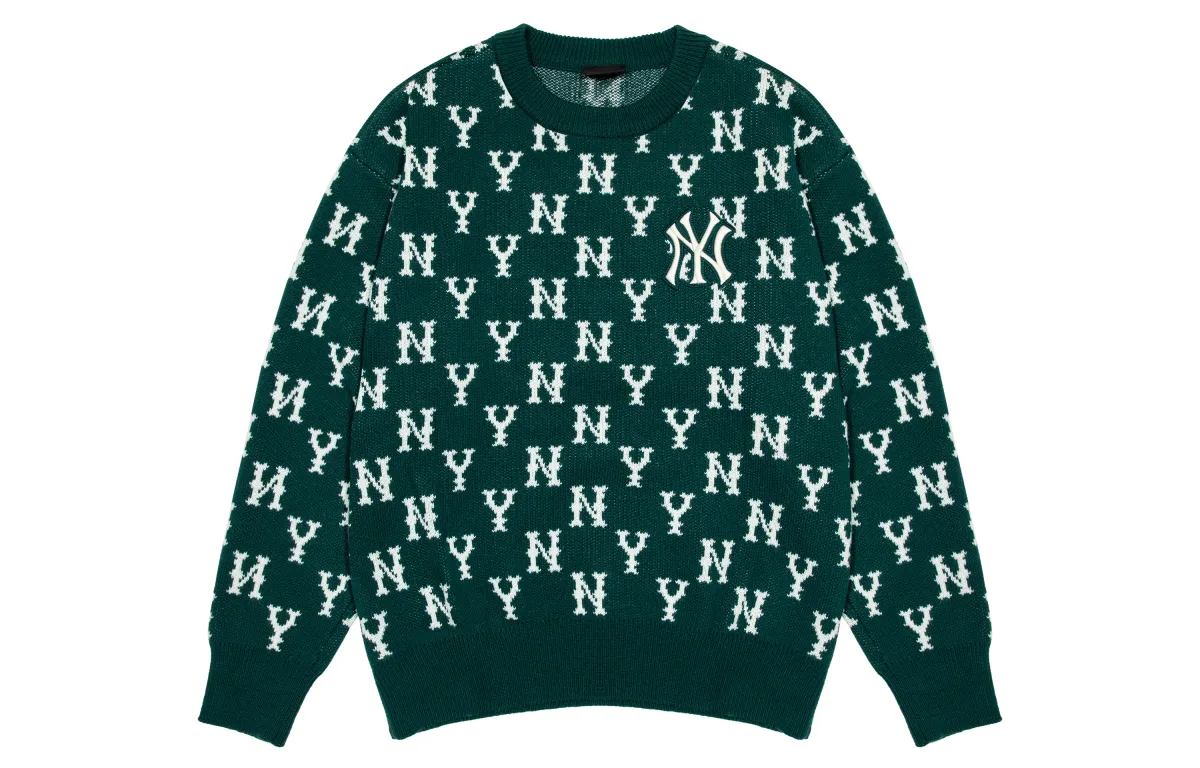 MLB New York Yankees Sweaters Unisex Dark Green Crew Neck Moderate