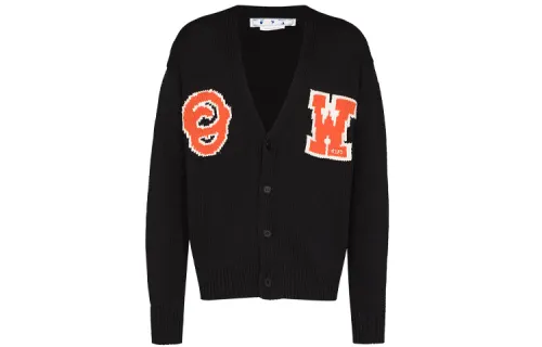 OFF WHITE Logo Patch V Neck Cardigan