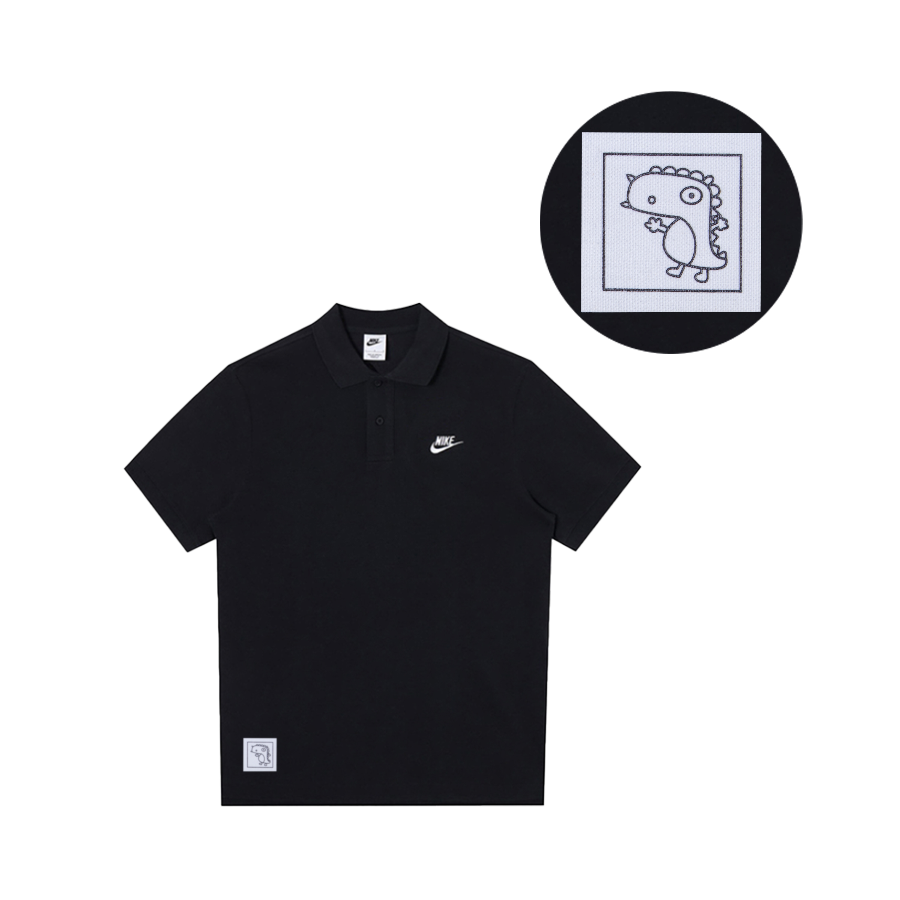 Nike, uniform, cartoon sports black polo for leisure, custom-made, with short sleeve