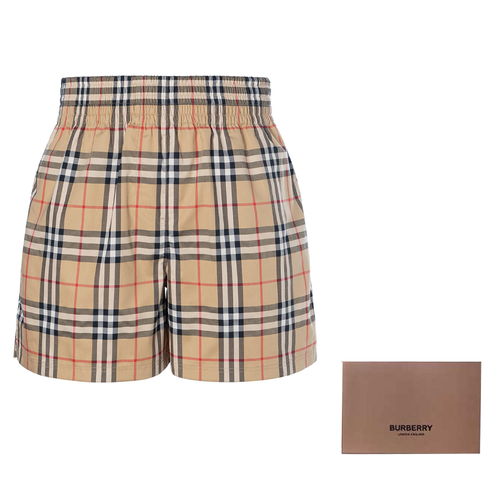 Женские шорты Burberry (бежевые) — фото 10