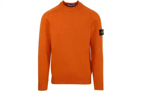 STONE ISLAND Sweaters Men's Orange Crew Neck Other