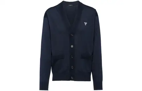 PRADA Sweaters Men's Blue V Neck Moderate