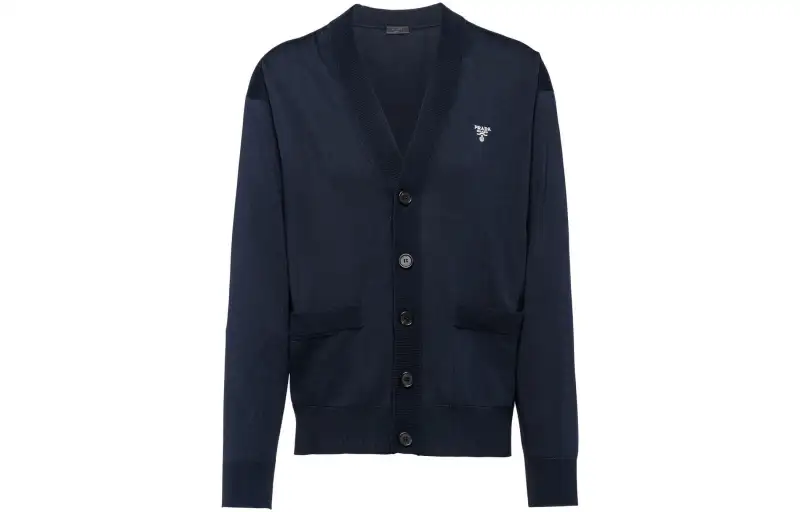PRADA Sweaters Men's Blue V Neck Moderate