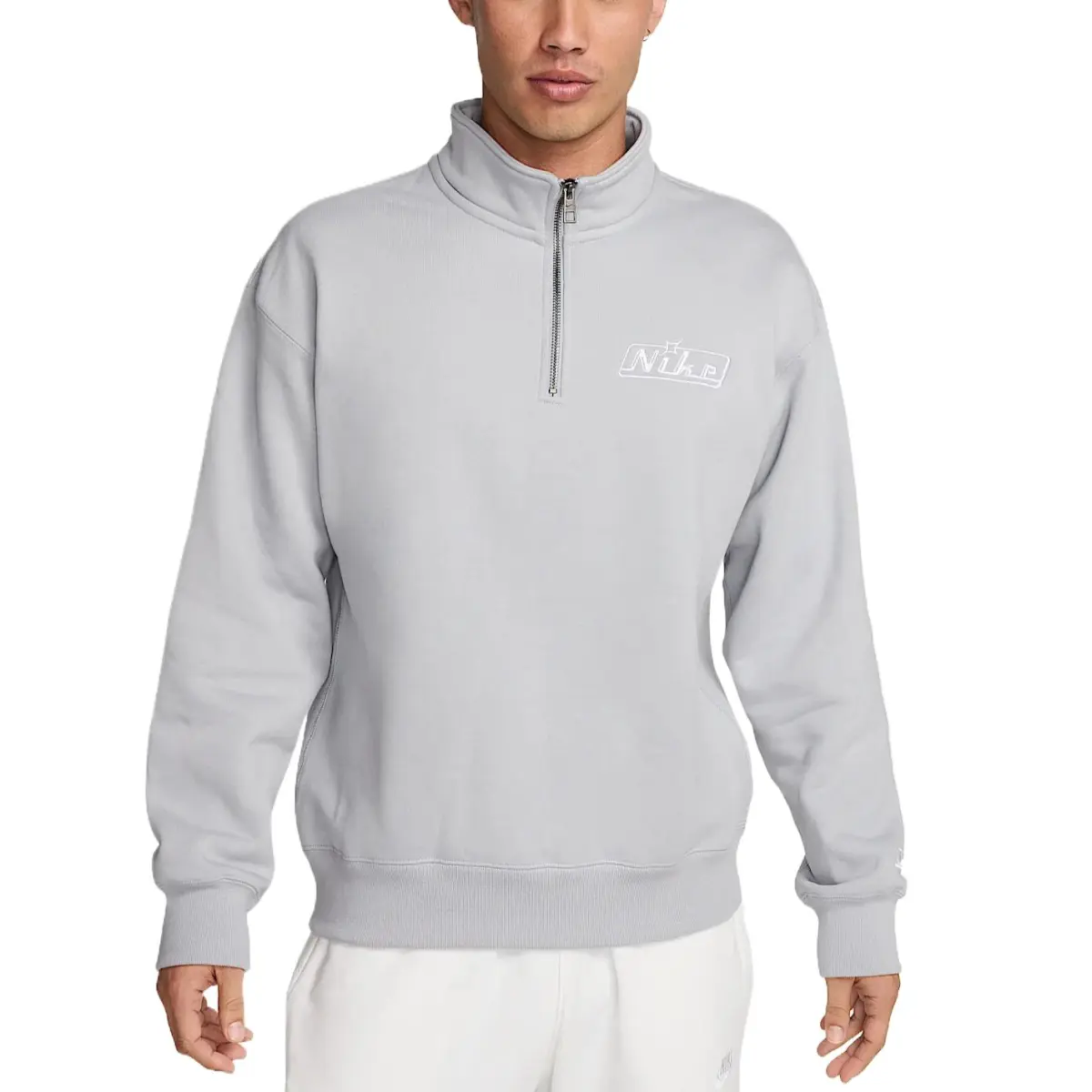 Nike Sweatshirts Men's Gray Stand Collar Moderate Regular