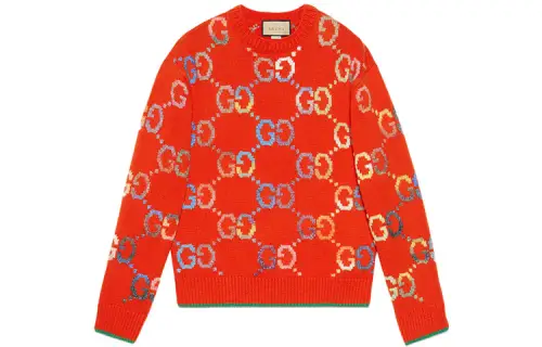 GUCCI Love Parade Sweaters Men's Red Crew Neck Moderate Other