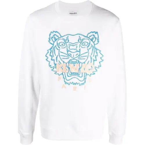 KENZO Sweatshirts Men's White Crew Neck Moderate Regular