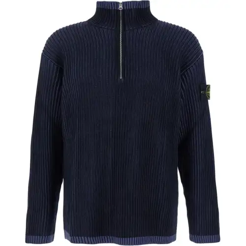 STONE ISLAND Logo Patch High Neck Knitted Jumper