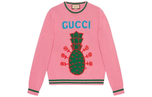 GUCCI Sweaters Men's Pink Crew Neck Moderate Other