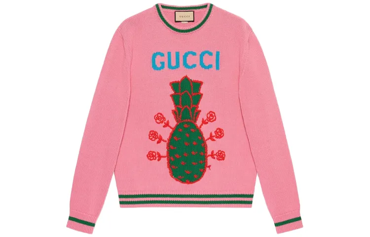 GUCCI Sweaters Men's Pink Crew Neck Moderate Other