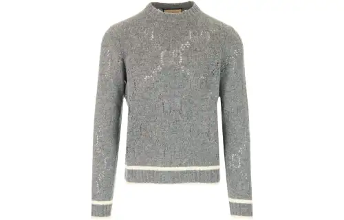 GUCCI Sweaters Men's Gray Crew Neck Moderate Other
