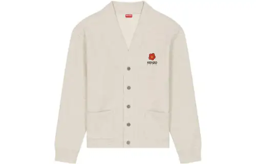 KENZO Boke Flower Series Sweaters Men's Light Gray V Neck Moderate Cardigan