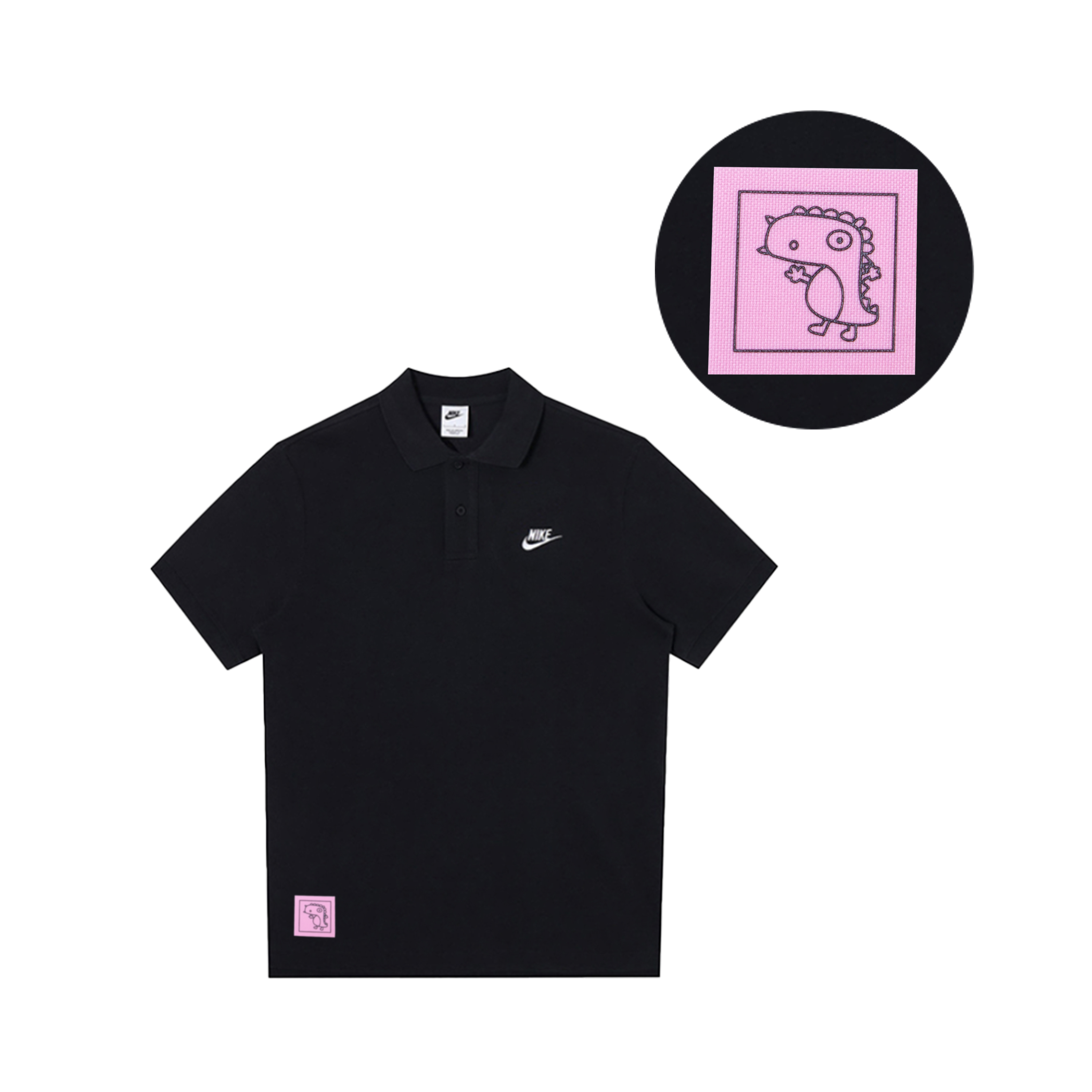 Nike, uniform, cartoon sports black polo for leisure, custom-made, with short sleeve