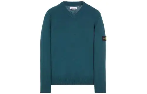 STONE ISLAND Sweaters Men's Turquoise V Neck Moderate Other
