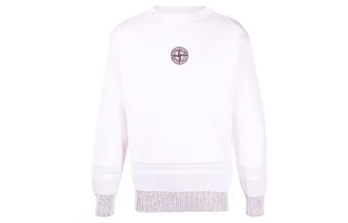STONE ISLAND Sweaters Men's White Crew Neck Moderate Straight Fit