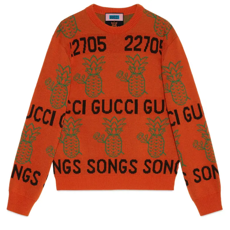 GUCCI Sweaters Men's Orange Crew Neck Moderate Other