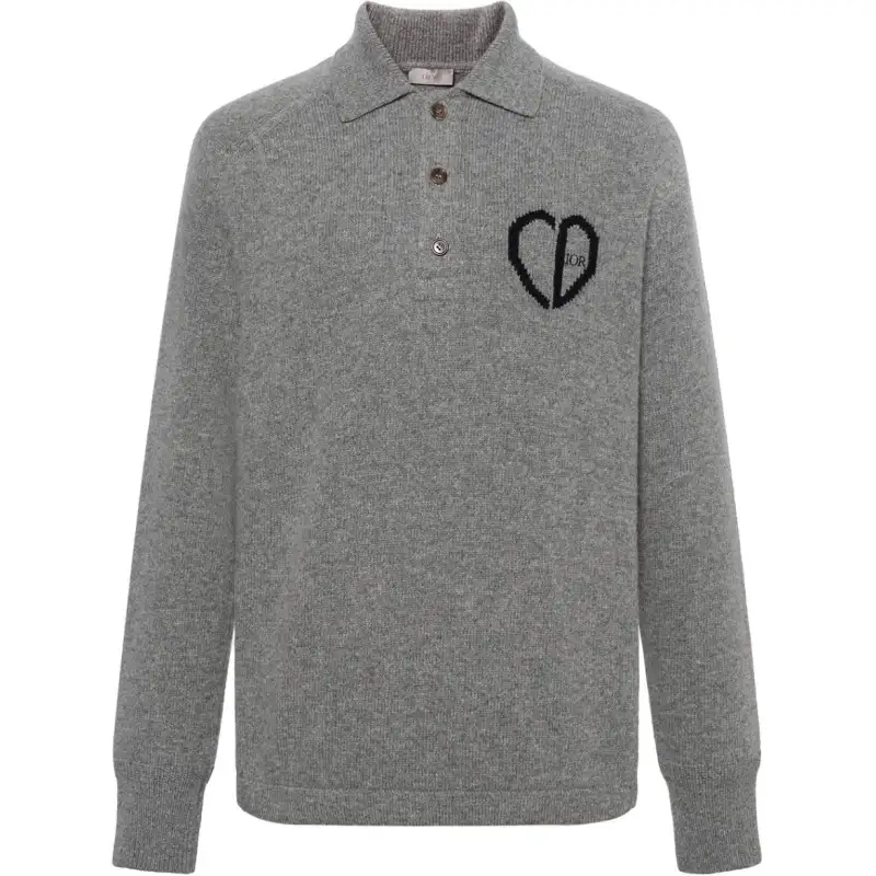 DIOR Quarterly New Products Sweaters Men's Gray Polo Collar Moderate Other