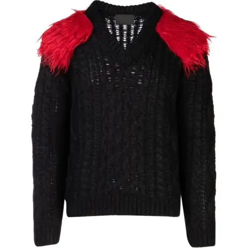 PRADA Sweaters Men's Black V Neck Moderate Other