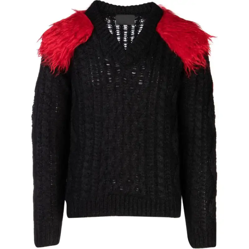 PRADA Sweaters Men's Black V Neck Moderate Other