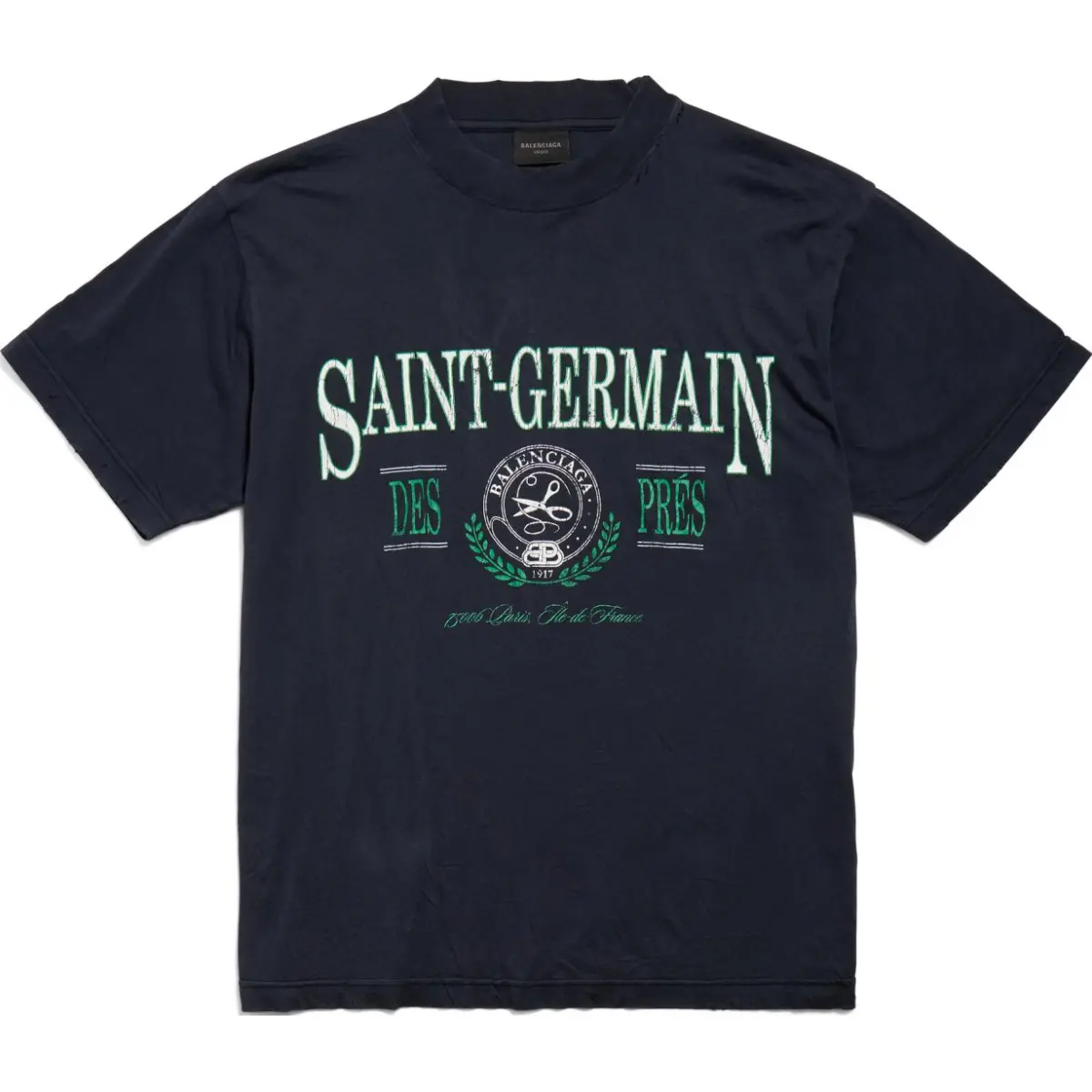 Balenciaga T Shirt Slim Fit Unisex Dark Blue