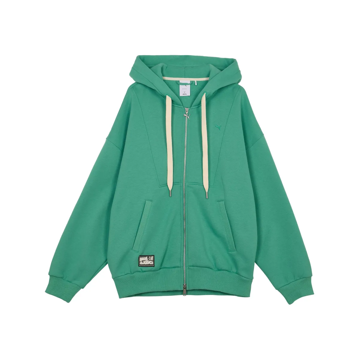PUMA CLASSICS Casual Fleece Lined Thermal Hooded Zipper Cardigan Sweatshirt Unisex Jadeite Green