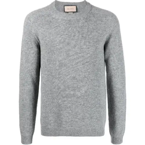 GUCCI Sweaters Men's Gray Crew Neck Moderate Other