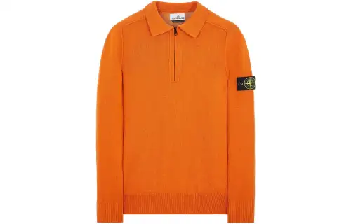 STONE ISLAND Sweaters Unisex Orange Red Lapel Moderate Other