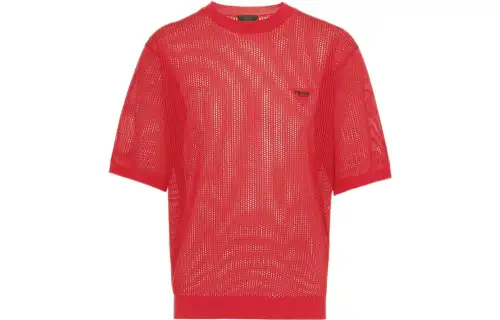 PRADA Sweaters Men's Red Crew Neck Moderate