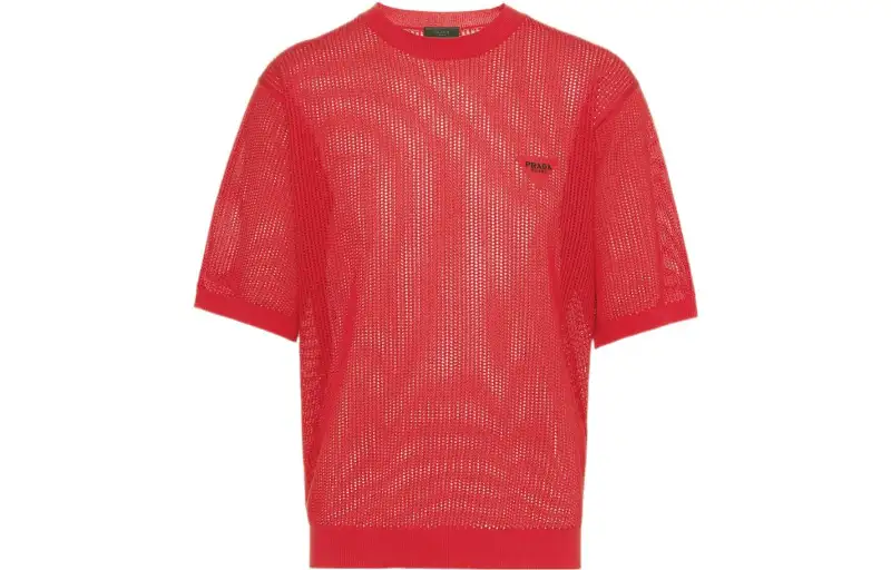 PRADA Sweaters Men's Red Crew Neck Moderate