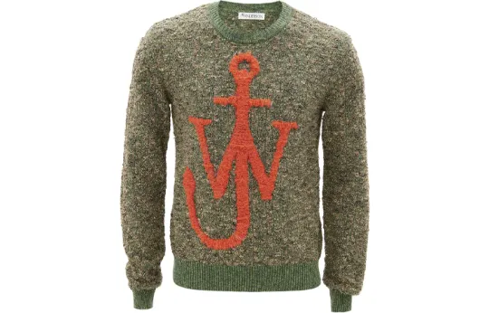 JW Anderson Cashmere Sweaters Men's Green Crew Neck Moderate