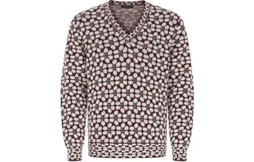 PRADA Cashmere Sweaters Men's Burgundy V Neck Moderate