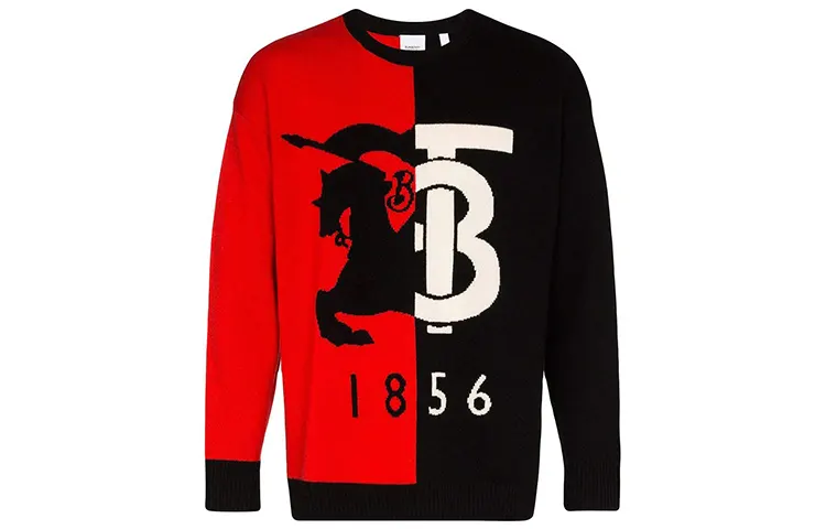 Burberry Cashmere Sweaters Men's Black Crew Neck Moderate