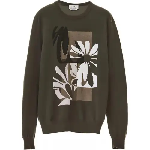 HERMES Knitwear Men's Seaweed Color