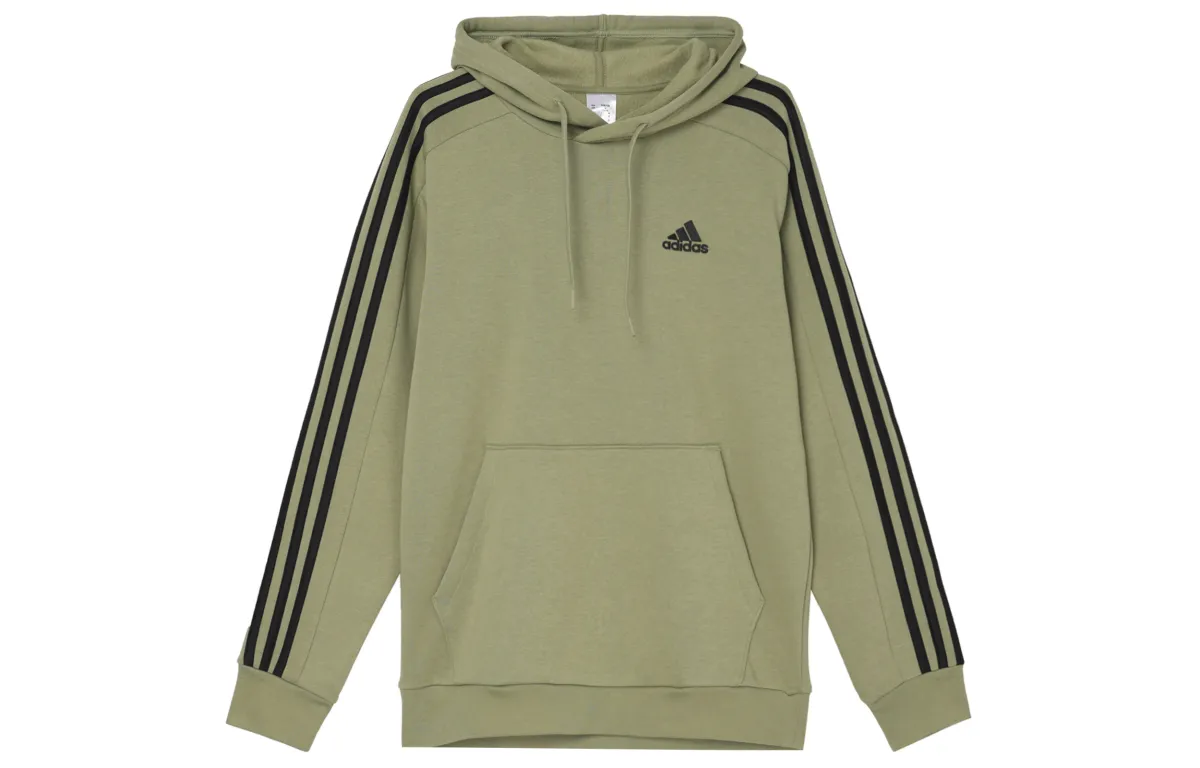 Adidas ESSENTIALS FLEECE 3 STRIPES HOODIE Stripes Design Thickened And Fleece Lined Hooded Thermal Comfortable