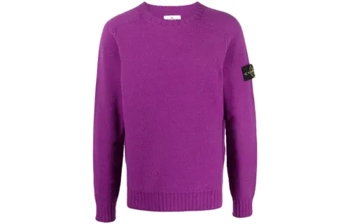 STONE ISLAND Sweaters Men's Purple Crew Neck Moderate Straight Fit