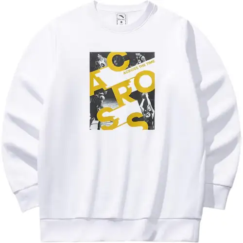 Anta KT Print Letter Crew Neck Comfortable And Breathable Versatile Thickened And Fleece Lined Sports Sweatshirt Men's