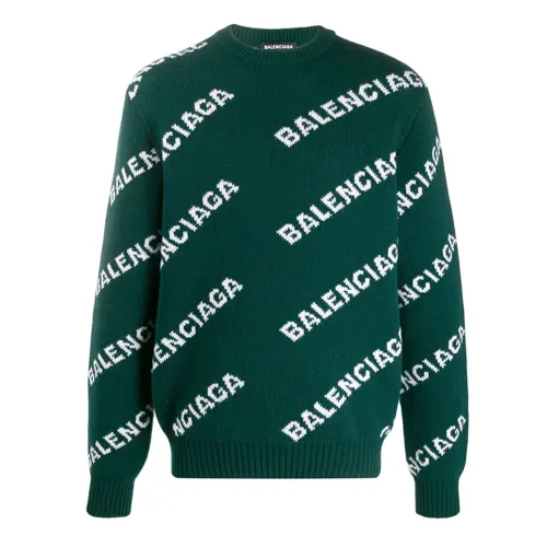 Balenciaga Allover Logo Wool Sweater