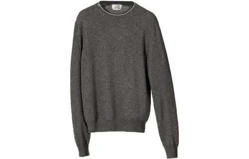 HERMES Cashmere Sweaters Men's Dark Gray Crew Neck Moderate