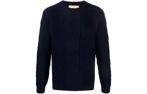 GUCCI Sweaters Men's Dark Blue Crew Neck Moderate A Line